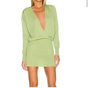 Super down green mini dress